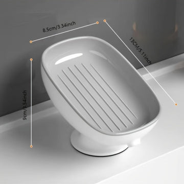 Porta jabón ovalado elegante para pared con drenaje, plato de jabón de plástico ajustable para baño - Bandeja de jabón lujosa desmontable, diseño moderno para hogar y hotelería, accesorios para baño