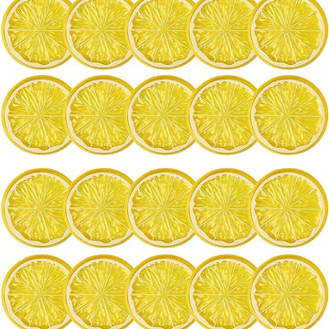 20-Unidades de 5 cm de Rebanadas de Limón Amarillo - Fruta Artificial de Plástico Realista, Ideal para Decoración del Hogar, Navidad, Acción de Gracias, Día de San Valentín, Día de la Madre, Graduación, Reunión, Fiestas de Playa y Cócteles sin Contenedor