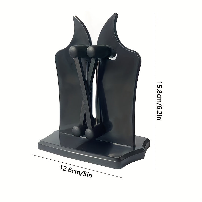 Afilarcuchillos Profesional de 1 Pieza con Ajuste Automático y 3 Acciones en Carburo de Tungsteno - Afilado Sin Esfuerzo para Cuchillos y Tijeras, Base Duradera de ABS, Diseño Negro para Uso en Cocina, Accesorios Gastronómicos | Herramienta de Cocina Mod