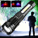 Una linterna multifuncional para exteriores, con un zoom telescópico súper brillante, luz de camping recargable, adecuada para viajes, camping, senderismo, pesca y emergencias.