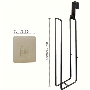 Soporte para Papel Higiénico de Hierro Negro sin Taladro - Autoadhesivo, Montado en la Pared, Versátil para Baño y Cocina, Diseño Minimalista Elegante, Almacenamiento para Baño