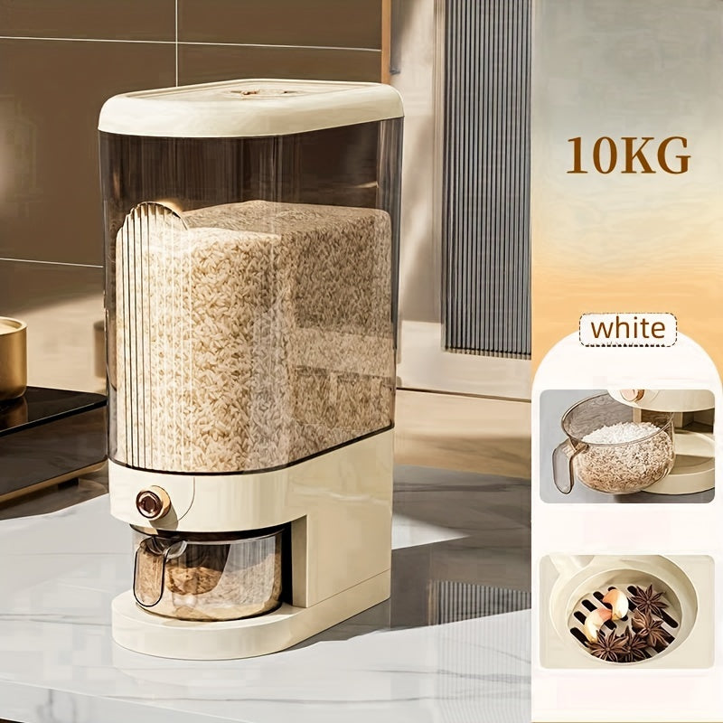 Dispensador Hermético de Arroz 1pc - Capacidad de 5kg/10kg, A Prueba de Humedad e Insectos, Contenedor de Almacenamiento con Cajón Grande para Organización de Cocina, Contenedores de Almacenamiento para Organización del Hogar