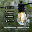 AVANLO 15.0 metros/8.99 metros de luces de cuerda solares para exteriores con control remoto - Bombillas LED S14 regulables, iluminación continua de 12 horas, diseño anticaída para jardines, cafeterías, calles, festivales y espacios públicos, luces solar