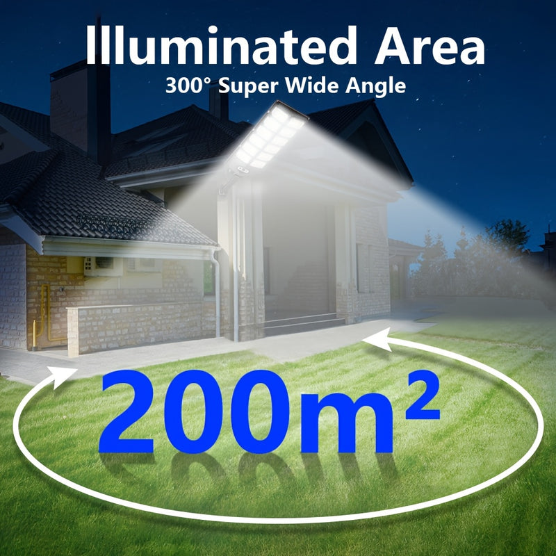 1 pieza de luz solar para calle 504LED, luces solares de 6500K, con sensor de movimiento de ángulo amplio, 3 modos, desde el atardecer hasta el amanecer, batería de gran capacidad de 4500mAh y soporte plegable para iluminación exterior en jardín, patio y