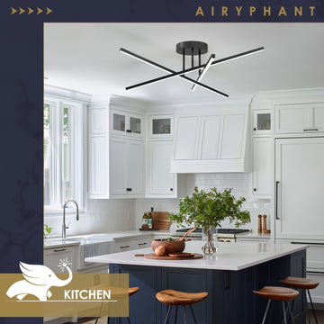 Lámpara de Techo Semiempotrada Negra Elegante de 3 Luces LED Amansour Moderna - Decoración para Cocina, Comedor, Vestíbulo y Entrada, AMANSOUR