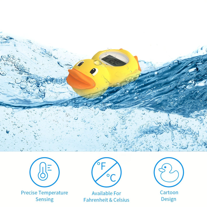 Medidor de temperatura del agua para bebés de pato de dibujos animados, inducción de alta precisión, tres en uno para habitación, baño, piscina, con batería de botón, no recargable, para Fahrenheit y Celsius