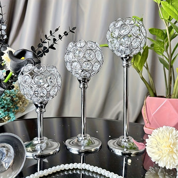Juego de 3 Portavelas de Cristal Antiviento - Perfecto para Navidad, Cenas de Halloween y Decoraciones de Boda, Accesorios Ideales para Exhibición en Mesa y Fiestas (Velitas No Incluidas), Mejor para el Día de Acción de Gracias