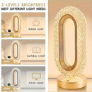Linterna de Mesa Moderna Regulable con Ambiente Geométrico de Cristal - Luz Nocturna Recargable a Pilas para Dormitorio, Sala de Estar, Acabado Duradero en Plástico y Metal, Iluminación Cálida Ambiental, Lámpara de Mesa Contemporánea, Control Táctil, Dec