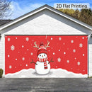 2D Banner de Puerta, 1 Pieza, Fiesta Navideña, Alce y Hombre de Nieve 2D, Impresión Plana, Banner de Puerta de Garaje - Decoración de Vacaciones Duradera de Poliéster con Copos de Nieve Rojos, Perfecto para Navidad, Bodas, Fiestas Hawaianas y Decoración