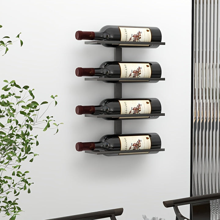 Estantería de Pared para Botellas de Vino con 4 Niveles, Soporte Creativo Decorativo para Botellas de Vino Tinto