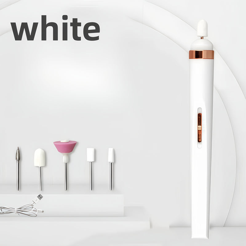 Drill de uñas acrílicas profesional con luz LED - Recargable por USB, sin olor, batería de larga duración, incluye lima de uñas y empujador de cutículas - Ideal para uñas de gel y kit de manicura y pedicura para hogar, esenciales para el cuidado de las u