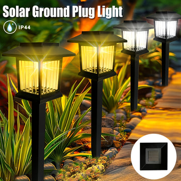 Luces Solares de Tierra con LED 2 piezas | Iluminación Exterior de Alta Calidad para Caminos | Alimentadas por Energía Solar con Aro de Plástico Desmontable | Acabado Duradero | Ideales para Jardín, Patio, Pasarela y Entrada | Iluminación Paisajística Ef
