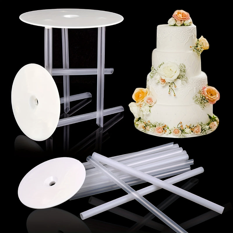 Juego de 21 piezas (Tamaño: 9/12/16 cm) para soporte de pasteles en capas, incluye 3 placas de respaldo y 18 varillas de soporte - ideal para estructuras de pasteles en capas y apilados