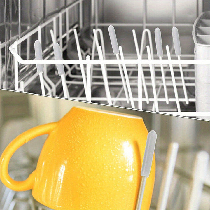 100/200 piezas de cubiertas flexibles para la parte superior de los ganchos de lavavajillas - Tapas redondas para organizar estantes, protectores de hilo de alambre, de 0,59/0,98 pulgadas de largo, blancas, accesorios para lavavajillas, organización de c