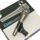 KS-M8 Micrófono dinámico de alta versión de metal plateado, de grado profesional, para canto en escena, vocal, grabación de estudio, actuación, discurso, regalo perfecto para músicos.
