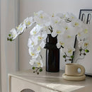 5 unidades de flores de orquídea artificiales LuxeArt, Phalaenopsis blancas con acentos de Acacia, arreglos florales de plástico para Navidad, Halloween, Pascua, Janucá, decoración de Acción de Gracias