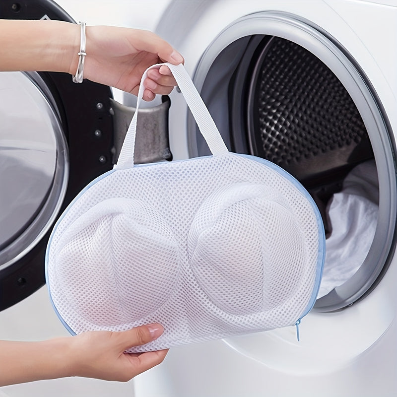 Bolsa de lavandería duradera para sujetadores - Protector de lavado de malla con cierre de cremallera para prendas delicadas, forma redonda, material tejido, paquete de 1