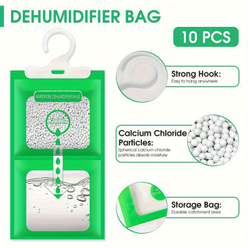 Juego de 10 Bolsas Deshumidificadoras para Armarios, Absorción de Humedad y Secado en Clósets