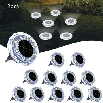 8/12 piezas de lámpara de suelo de cristal solar, iluminación de senderos solares al aire libre, montaje semienterrado, eficiencia energética, control de sensor de luz, sombra de plástico, batería de níquel, carga solar, solución de iluminación al aire l