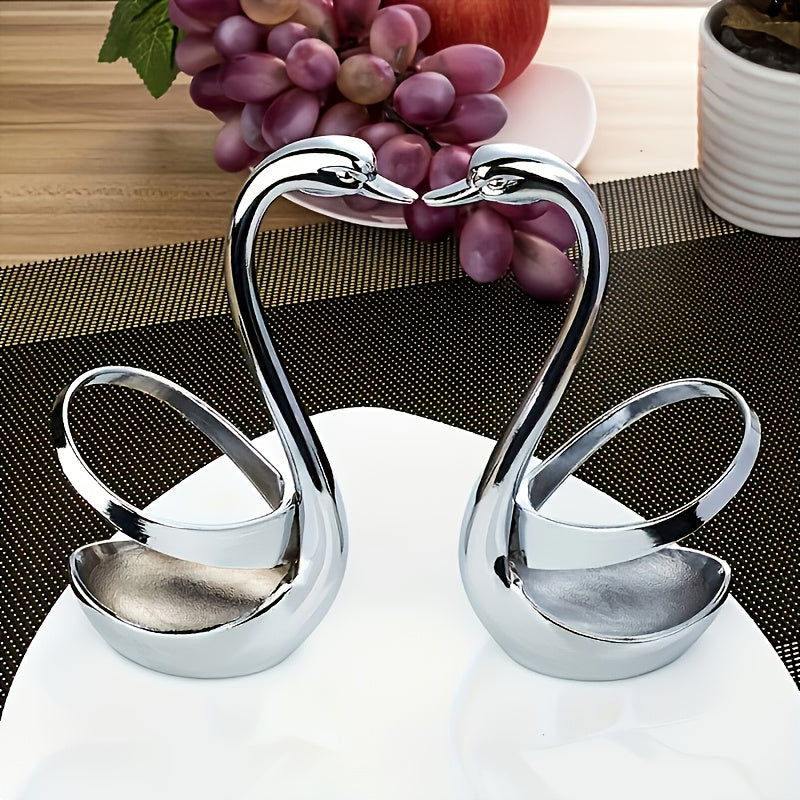 Soporte para cubiertos en forma de cisne elegante de acero inoxidable 304, 1 pieza - Diseño elegante, no incluye tenedor ni cuchara, ideal para decoración del hogar, mesa de café, hotel y fiestas