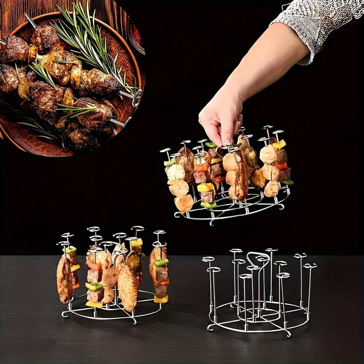 Soporte vertical para parrilla de acero inoxidable 304 con 12 pinchos - Ideal para barbacoa, freidora de aire y uso en la cocina, perfecto para carnes y verduras, duradero y fácil de limpiar, freidora de aire con parrilla