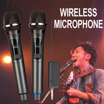 Sistema de micrófono inalámbrico Bomaite con batería recargable para fiestas, reuniones, bodas - Conector jack de 6.35 mm, carga USB, batería de litio de 1200 mAh, potencia máxima de 20W, puerto de carga tipo C