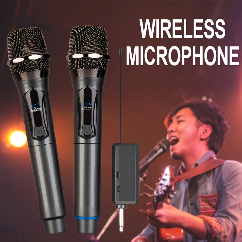 Sistema de micrófono inalámbrico Bomaite con batería recargable para fiestas, reuniones, bodas - Conector jack de 6.35 mm, carga USB, batería de litio de 1200 mAh, potencia máxima de 20W, puerto de carga tipo C