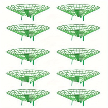 Pack de 10 Soportes para Plantas de Fresa Resistentes con Jaula de 3 Patas - Diseño en Forma de Abanico, Verde para Jardín y Balcón - Montaje Fácil, Ahorro de Espacio, Drenaje Saludable y Producción de Frutos - Ideal para Huertos Caseros y Granjas Comerc