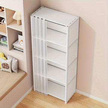 Gabinete de almacenamiento de ropa multifuncional de cuatro niveles, fácil de instalar, sin polvo, adecuado para oficina, aula, sala de estar, dormitorio y residencia universitaria.