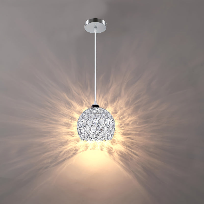 Lámpara de techo moderna de cristal para isla de cocina, acabado cromado, montaje semienterrado, luz de colgante de metal desmontable con hardware de instalación, no incluye bombilla, base E27, fácil de instalar, para comedor, dormitorio y sala de estar,
