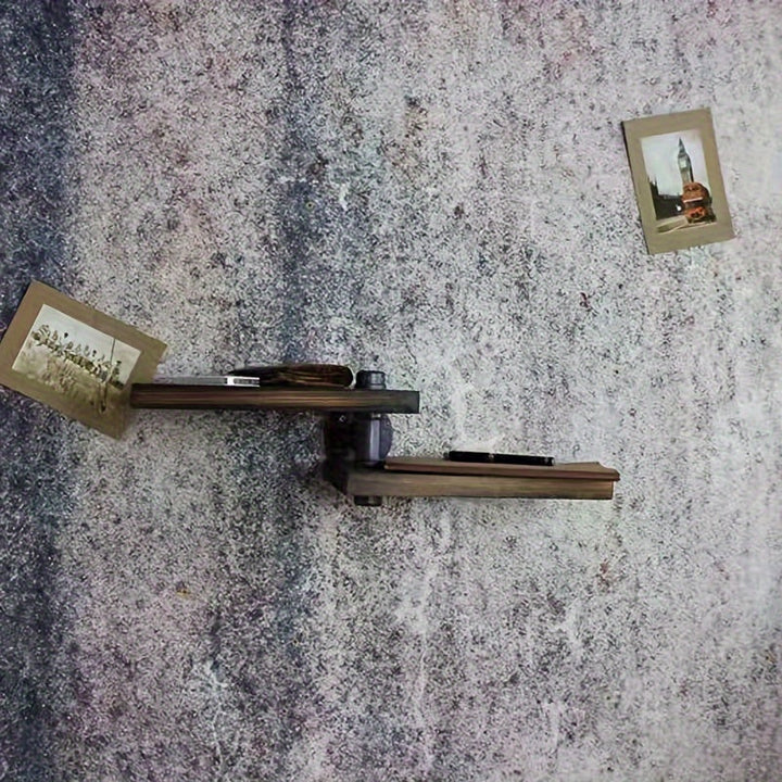 Estante de pared rústico de madera con doble estante, estilo industrial americano, diseño de tubería vintage, estante de almacenamiento multiusos con tubería de metal, acabado pintado, para uso doméstico y de cocina