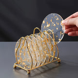 Juego de 6 piezas de cojines de acrílico con papel de oro - Alfombras de lujo resistentes al calor - Protectors de mesa redonda de moda para decoración del hogar - Perfectos para Navidad, Halloween, Pascua, Hanukkah, Acción de Gracias