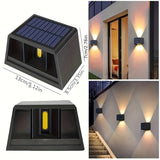 2 o 4 lámparas solares LED para pared, iluminación ajustable, irradiación hacia arriba y abajo, ideal para jardín exterior, terraza, luz ambiental, paisajismo de villa moderna, pasillo o corredor