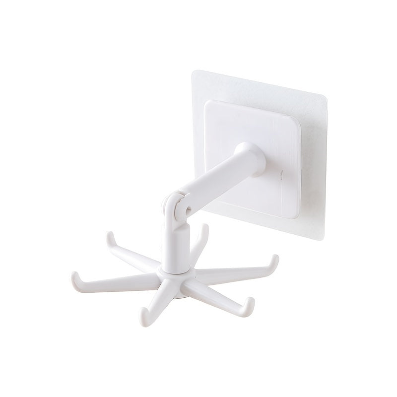 1/2 piezas de soporte para utensilios de cocina, gancho plegable giratorio de 360 grados, gancho abatible autoadhesivo debajo del gabinete, ganchos multifuncionales sin perforaciones para colgar, accesorios de baño y cocina
