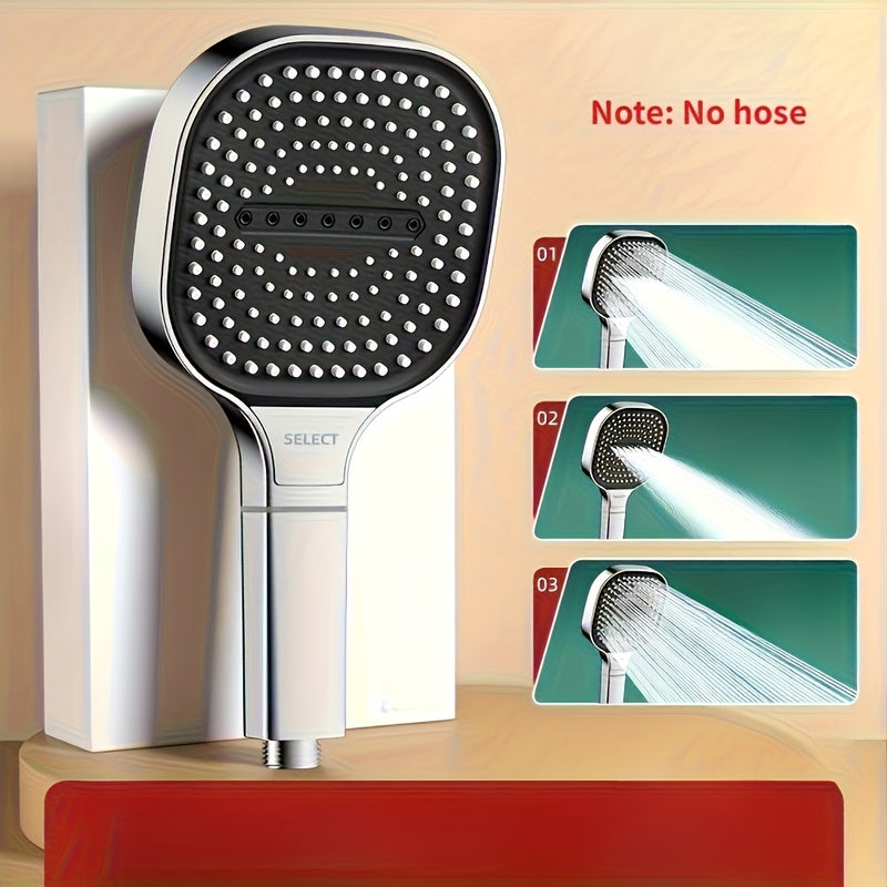 Cabezal de ducha de pulverización de agua de alta presión con 3 modos (lluvia, niebla, espuma) y ajuste de botones de pulverización - Panel ancho de 5,3" (135mm), plateado/negro/gris profundo, boquilla anti-entupimiento, diseño ahorrador de agua para bañ