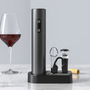 Juego de Abrebotellas Eléctrico Automático de 5 Piezas, Cortador de Papel Aluminio, Tapones y Base de Almacenamiento - Funciona con Batería Seca, Requiere 4 Pilas AAA (No Incluidas) - Corcho para Mantenimiento del Vacío Fresco, Vertedor, Juego de Vajilla