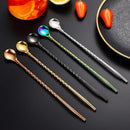 5 piezas de cucharas de té helado y cóctel de acero inoxidable de doble función - Colores de gradiente elegantes, utensilios de cocina y comedor duraderos para el hogar, la oficina y el restaurante, perfectos para reuniones familiares, esenciales para la