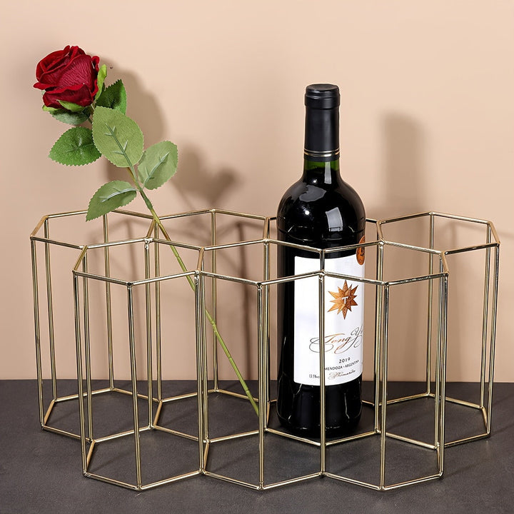 Estante de vino de panal de abejas de metal, estante de vino tinto, decoración nórdica para el hogar, adornos para gabinete de vino, estante de vino de hierro de 7 rejillas