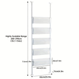 Estantería Metálica Inclinada de 5 Niveles con Panel Trasero, Estantes Ultradelgados Montados en la Pared para Sala de Estudio, Blanco, Sin Requiere Ensamblaje, Diseño Independiente, Solución de Almacenamiento que Ahorra Espacio