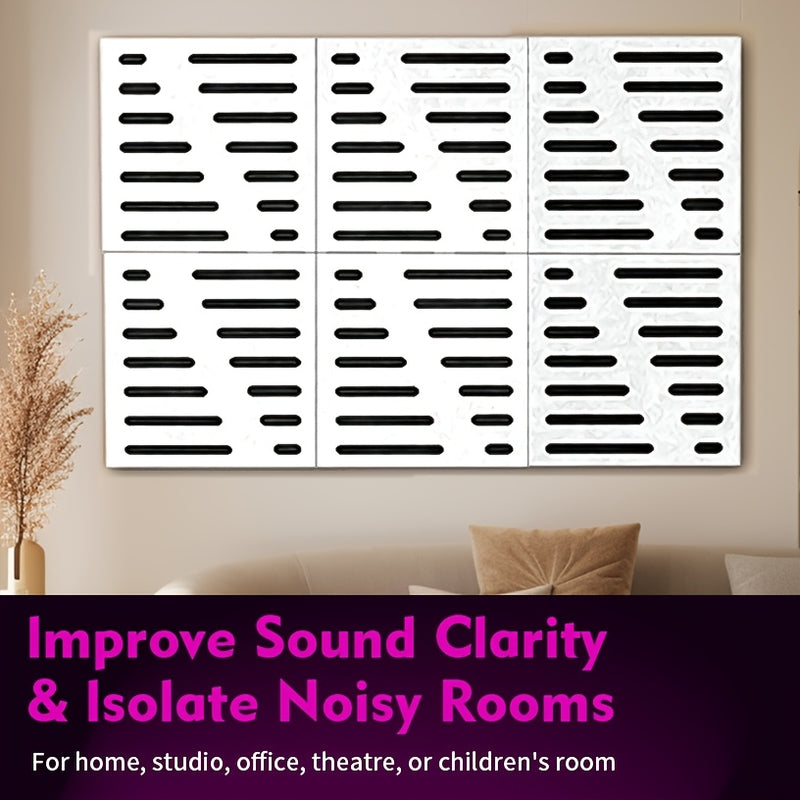 Conjunto de 4 piezas de tablero acústico estereoscópico decorativo autoadhesivo, fácil de instalar, alta densidad para absorción de sonido en estudio y hogar con diseño tridimensional de reducción de ruido