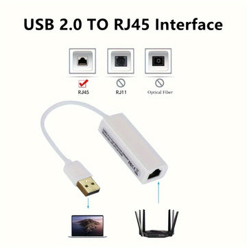 Convertidor de cable Ethernet USB USB 2.0 a 10/100 Red Lan RJ45 Puerto hembra Adaptador con cable