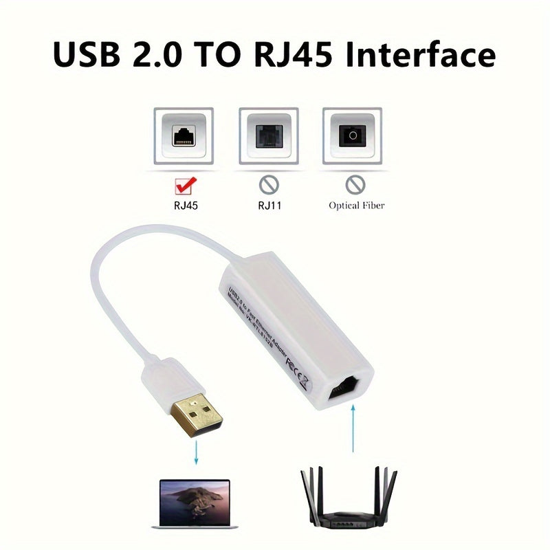 Convertidor de cable Ethernet USB USB 2.0 a 10/100 Red Lan RJ45 Puerto hembra Adaptador con cable