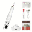Juego de limas de uñas con carga USB y base, incluye 13 cabezales de pulido, herramienta portátil de manicura y pedicura eléctrica, batería de litio duradera y sin olor, incluye lima de uñas y empujador, esencial para el salón de belleza en casa, regalo