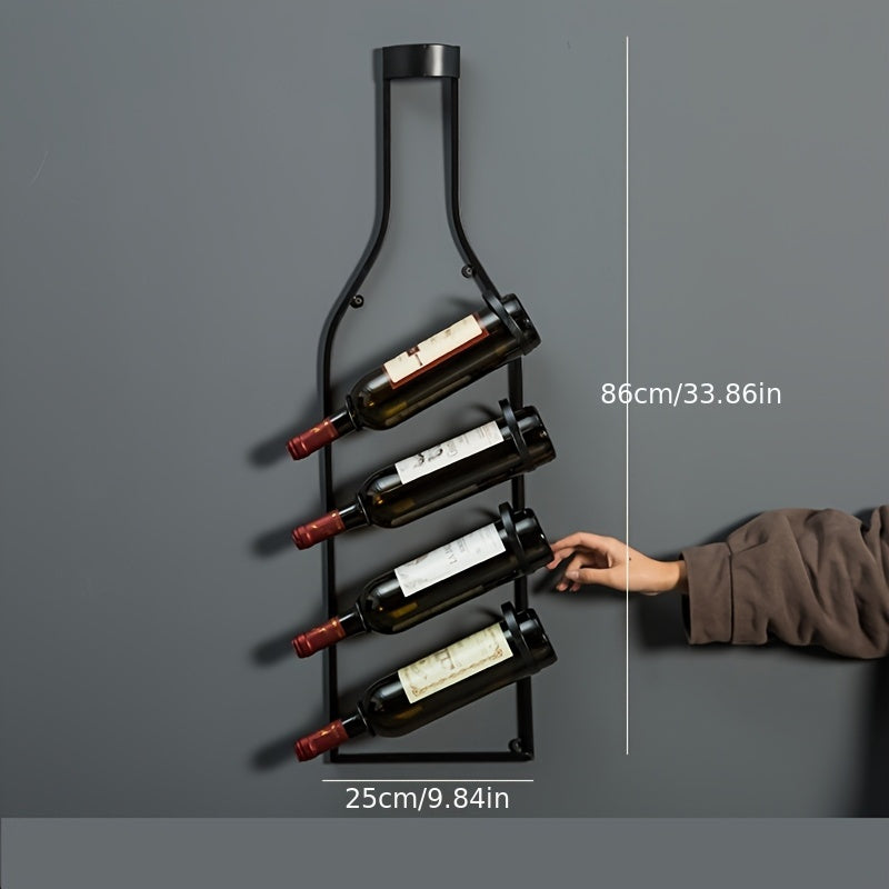 Rack de Vino Montado en la Pared de Bronce Vintage, Capacidad para 4 Botellas - Organizador Decorativo Rústico de Hierro para el Hogar o Bodega de Vinos, Elegante Decoración Temática del Vino con Detalles Dorados, Portabotellas