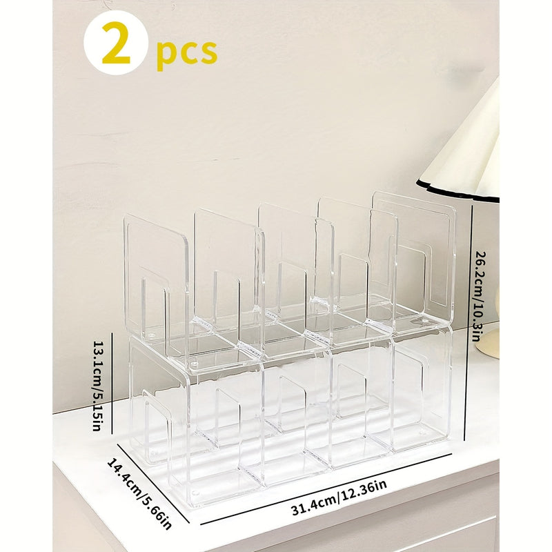 2-Pack Organizador de carteras de acrílico transparente de 4 rejillas, estante divisor de armario transparente para almacenamiento y exhibición de bolsos, otros (organizadores de accesorios)