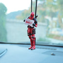 Espejo retrovisor de coche con colgante de dibujos animados MARVEL Deadpool - Figura de acción roja y negra con espada, decoración interior de coche duradera de PVC, regalo perfecto para fanáticos de Marvel, decoraciones de coche, diseño juguetón, constr