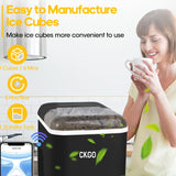Fabricadora de hielo portátil CKGKO 2025, hace hielo en 6-8 minutos, silenciosa, ideal para casa, cocina, camping, RV, incluye cuchara y canasta para hielo, perfecta para viajes, actividades al aire libre y maratones, diseño moderno y duradero