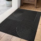 1 alfombra moderna geométrica para entrada - Rayada, antideslizante, liviana, lavable en lavadora, fibra de poliéster, ideal para decoración del hogar, patio y regalos navideños, alfombra para exterior, diseño moderno