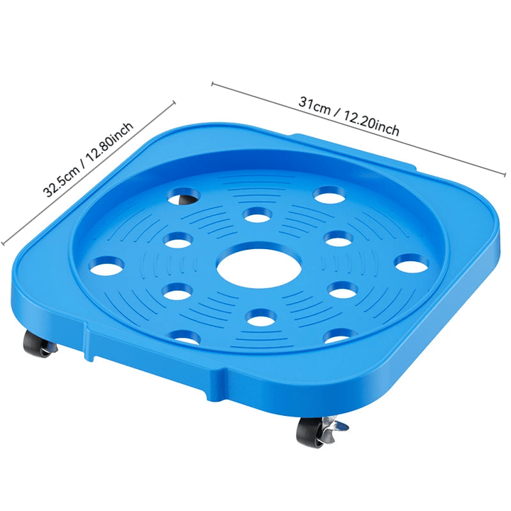 Base de Cubo Ajustable y Resistente de Plástico con Ruedas y Freno - Soporte Móvil para Bombonas de Agua y Gas, Estante Multiusos para Cocina, Azul