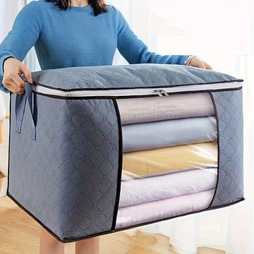 Bolsa de almacenamiento extra grande plegable - Organizador de tela resistente para ropa, cobijas y más - Ideal para dormitorio, residencias estudiantiles y viajes - Gris